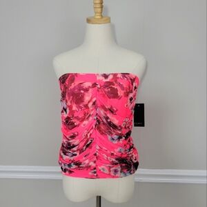 Free Press Floral Pink Strapless Top Size L